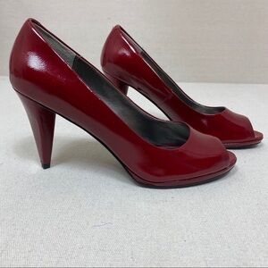 Elegant Red Peep-Toe Heels